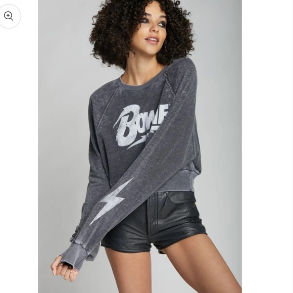 Recycled Karma Tops - Recycled Karma BOWIE STRIKE CROPPED SWEATSHIRT NWOT